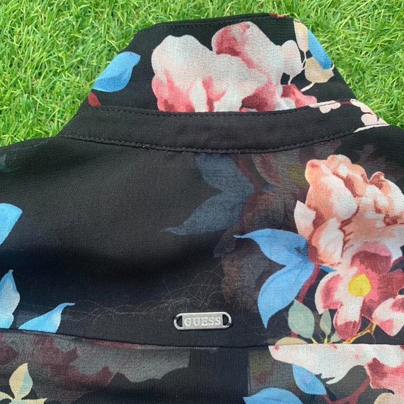 Guess Women Long Sleeve Mesh Multi Floral Flowers Summer Shot Size 8. - Picture 7 of 7